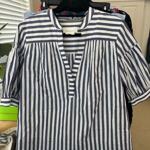 Anthropologie medium Blue and White Striped Women's Top